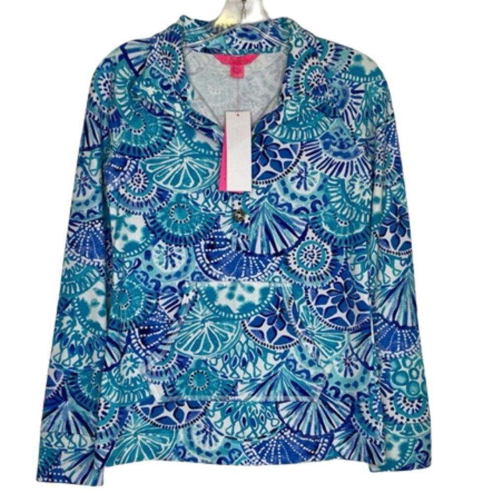 Lily Pulitzer Captain Popover UPF 50 blue long sleeve blouse size XXS NWT
